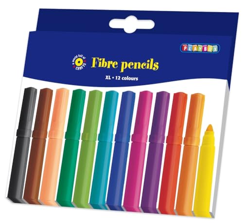 Playbox PBX2470500 Faserstift, 12 Stück, dick, Durchmesser 12,5 cm, Durchmesser 1,5 cm, Mehrfarbig von Playbox