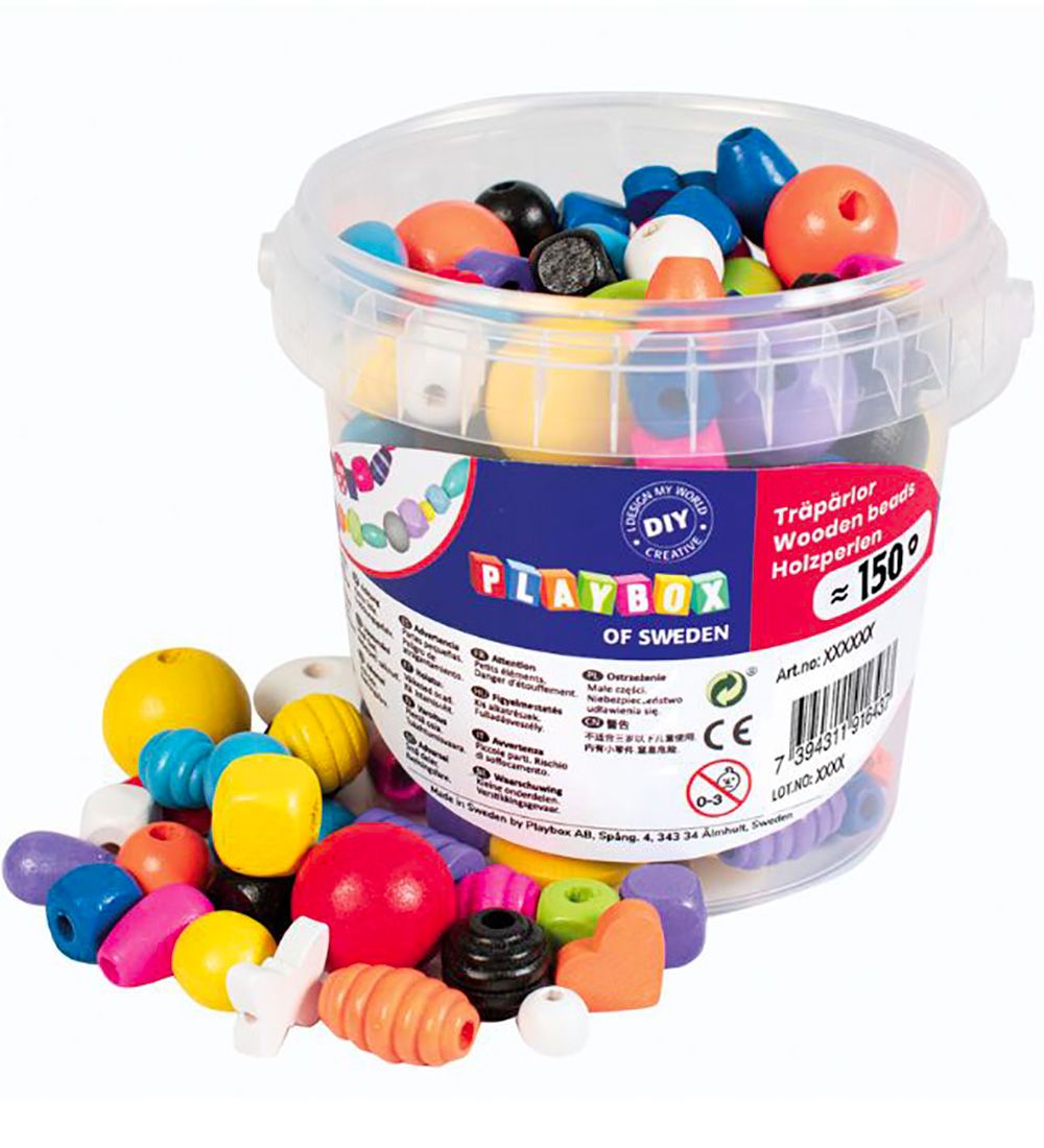 Playbox Perlen - Holzperlen I Eimer - 150 st. - Grundfarben - Playbox - One Size - Perlen Playbox Perlen - Holzperlen I Eimer - 150 st. - Grundfarben - Playbox - One Size - Perlen von Playbox