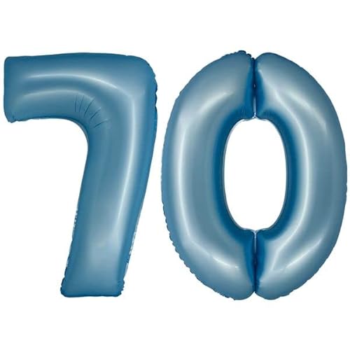 Folienballon Zahl XXL bunt rosa blau Lavendel roségold mit Geburtstag Luftballon Zahlenballon Riesen Folienballon, Farbe:Blau, Zahl:70 von Playflip