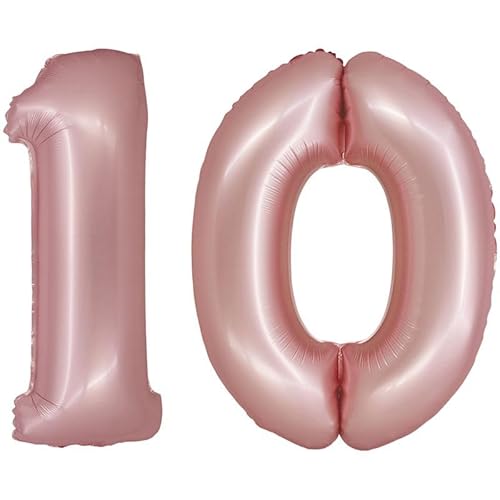 Folienballon Zahl XXL bunt rosa blau Lavendel roségold mit Geburtstag Luftballon Zahlenballon Riesen Folienballon, Farbe:Roségold, Zahl:10 von Playflip