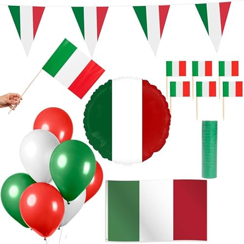 Italien Party Deko Set 74 TLG. Partyset Partydeko rot grün weiß von Playflip