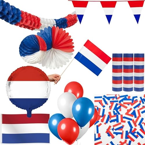 Niederlande Holland XL Party Deko Set Partyset Partydeko blau weiß rot von Playflip