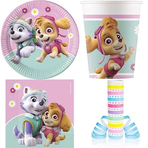 Paw Patrol Skye & Everest Geburtstagsdeko Einweggeschirr Partyset zum Kindergeburtstag Party Deko von Playflip