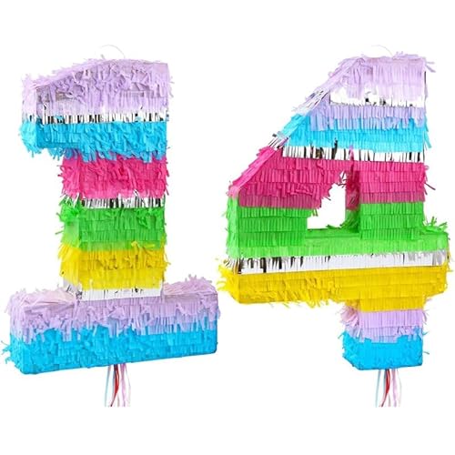 Playflip Pinata Zahl 14 bunt Pastell 14. Geburtstag von Playflip