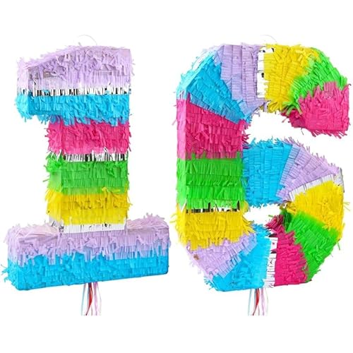 Playflip Pinata Zahl 16 bunt Pastell 16. Geburtstag von Playflip