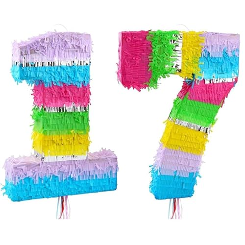 Playflip Pinata Zahl 17 bunt Pastell 17. Geburtstag von Playflip