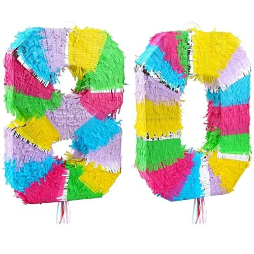 Playflip Pinata Zahl 80 bunt Pastell 80. Geburtstag von Playflip