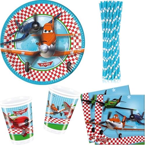 Playflip Planes Partyset zum Kindergeburtstag Teller Becher Servietten Geburtstagsdeko von Playflip