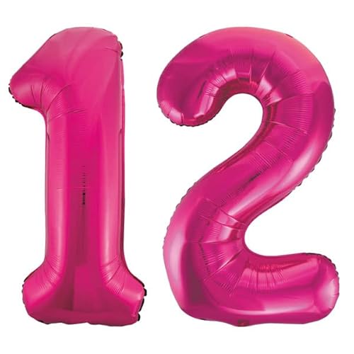 Playflip XXL Folienballon Zahl bunt Geburtstag Jubiläum Zahlenballon Riesenfolienballon Geburtstagsdeko, Farbe:Pink, Zahl:12 Playflip XXL Folienballon Zahl bunt Geburtstag Jubiläum Zahlenballon Riesenfolienballon Geburtstagsdeko, Farbe:Pink, Zahl:12 von Playflip