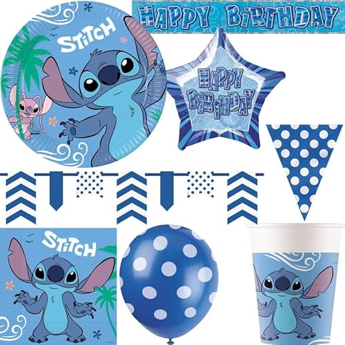 XL Partyset Stitch Kindergeburtstag Party Geburtstag-Deko Dekoration Teller Becher Servietten Einweggeschirr Lilo Angel von Playflip