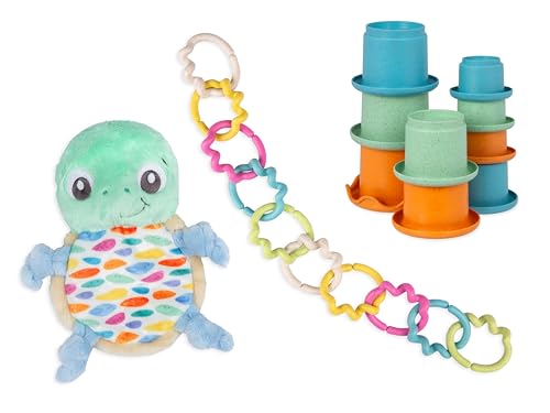 Playgro Plüsch Kuscheltier Stofftier Geschenk Set ECO Schildkröte - Babykuscheltier - Kuscheltier - Babyspielzeug - Babystofftier - Stofftier - Geschenk - Babygeschenk - Motiv Schildkröte von Playgro