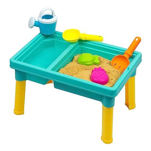 Playgro Sand Wassertisch Outdoor Spielzeug – Kleinkind Aktivitätstisch Sandkasten Spielzeug Sensorischer Tisch Sommerspielzeug Strandspieltisch 5-teiliges Zubehör für Baby Kinder Mädchen Jungen von Playgro