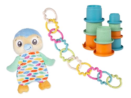 Playgro Plüsch Kuscheltier Stofftier Geschenk Set ECO Pinguin - Babykuscheltier - Kuscheltier - Babyspielzeug - Babystofftier - Stofftier - Geschenk - Babygeschenk - Motiv Pinguin von Playgro