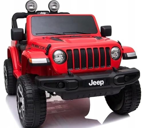 Playhouse Jeep Wrangler® Rubicon Off Road 4x4-180W, Lizenz, Ledersitz, 4 Stoßdämpfer, Eva Räder, 12V 10ah, Fernbedienung,Kinder Elektroauto, Kinderauto Kinderfahrzeug (Rot) von Playhouse