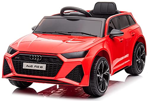 Playhouse Kinder Elektroauto Audi RS6 12V, Eva Räder,Leder Kinderauto Kinderfahrzeug der Hit (3.Rot) von Playhouse