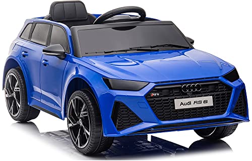 Playhouse Kinder Elektroauto Audi RS6 12V, Eva Räder,Leder Kinderauto Kinderfahrzeug der Hit (4.Blau) von Playhouse