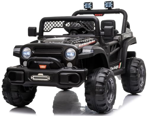 Playhouse Kinder Elektroauto Jeep BH 180 Watt, Radlager, 2 Stoßdämpfer, Eva Räder, 12V 9ah, Fernbedienung, Kinderauto Kinderfahrzeug (Schwarz) von Playhouse