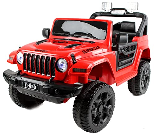 Playhouse Kinder Elektroauto Jeep LT Off Road 4x4, 4 Motoren 12V, 12V 7ah, 4 Stoßdämpfer, Eva-Räder, Kinderauto Kinderfahrzeug Elektroauto (1.rot) von Playhouse