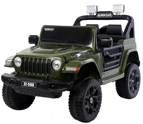 Playhouse Kinder Elektroauto Jeep LT Off Road 4x4, 4 Motoren 12V, 12V 7ah, 4 Stoßdämpfer, Eva-Räder, Kinderauto Kinderfahrzeug Elektroauto (2.grün) von Playhouse