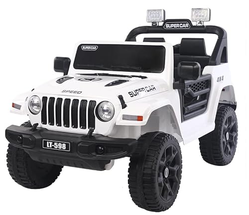 Playhouse Kinder Elektroauto Jeep LT Off Road 4x4, 4 Motoren 12V, 12V 7ah, 4 Stoßdämpfer, Eva-Räder, Kinderauto Kinderfahrzeug Elektroauto (3.weiß) von Playhouse