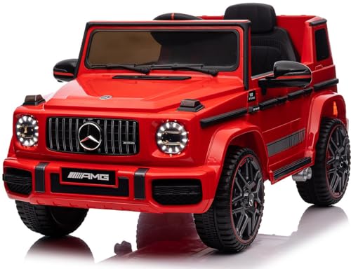 Playhouse Kinder Elektroauto Mercedes G63 4x4 AMG 180 Watt, Ledersitz, 4 Stoßdämpfer, Eva Räder, 12V 9ah, Fernbedienung, Kinderauto Kinderfahrzeug (Rot) von Playhouse