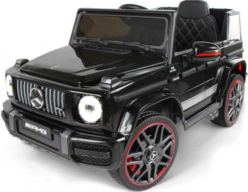 Playhouse Kinder Elektroauto Mercedes G63 4x4 AMG 180 Watt, Ledersitz, 4 Stoßdämpfer, Eva Räder, 12V 9ah, Fernbedienung, Kinderauto Kinderfahrzeug (Schwarz) von Playhouse