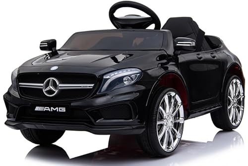 Playhouse Kinder Elektroauto Mercedes GLA 45 AMG 4x4, 4 Stoßdämpfer, 4X 12V Motoren, LED, Fernbedienung 2.4G, Kinderauto Kinderfahrzeug (schwarz) von Playhouse