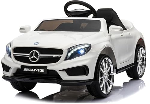 Playhouse Kinder Elektroauto Mercedes GLA 45 AMG 4x4, 4 Stoßdämpfer, 4X 12V Motoren, LED, Fernbedienung 2.4G, Kinderauto Kinderfahrzeug (weiß) von Playhouse