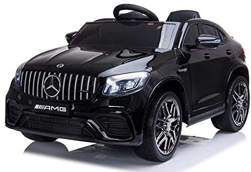 Playhouse Kinder Elektroauto Mercedes GLC 63 4x4, 4X 12V Motoren, Lackiert, Eva Räder, Lederpolsterung, Kinderauto Kinderfahrzeug (1. Schwarz lackiert) von Playhouse