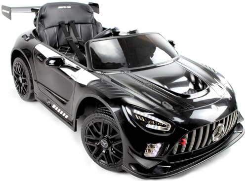 Playhouse Mercedes GT3® 4x4-4 Motoren, Bluetooth, Lizenz, Ledersitz, 2 Stoßdämpfer, Eva Räder, 12V 7ah, Fernbedienung,Kinder Elektroauto, Kinderauto Kinderfahrzeug (Schwarz) von Playhouse