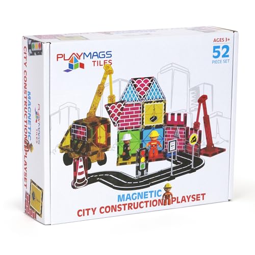 Playmags 52-Teiliges Stadtbau-Magnetfliesen-Set, Bausteine Mit Kran & Straßenstücken, Pädagogisches STEM-Spielzeug Für Jungen Und Mädchen Ab 3 Jahren Playmags 52-Teiliges Stadtbau-Magnetfliesen-Set, Bausteine Mit Kran & Straßenstücken, Pädagogisches STEM-Spielzeug Für Jungen Und Mädchen Ab 3 Jahren von Playmags