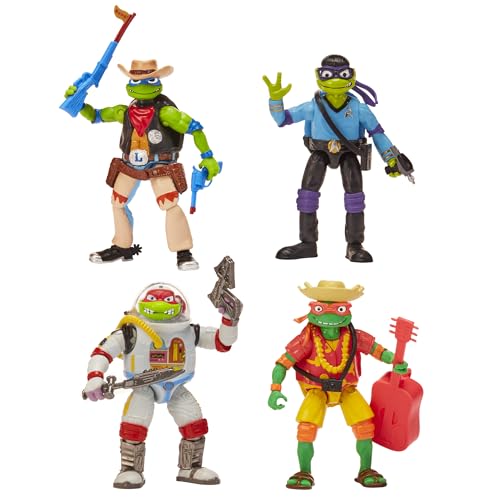 Teenage Mutant Ninja Turtles Verkleidungspaket für Partys: Bum Mikey, Cowboy Leo, Astronaut Raph & Donnie Actionfiguren von Playmates Toys