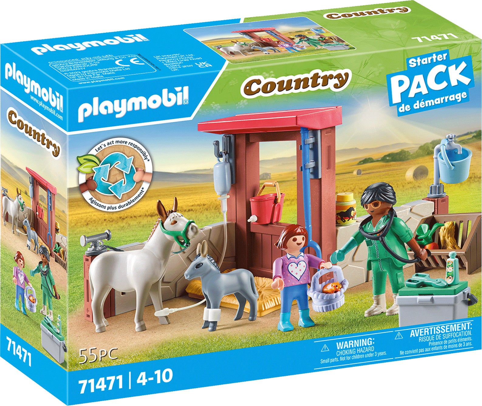 Playmobil 71471 Country Starter Pack Bausatz Tierarzteinsatz bei den Eseln von Playmobil