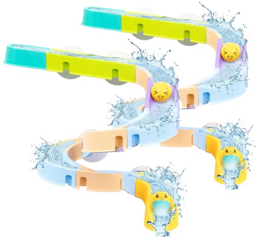 Playtastic Wasserspielzeuge Kinder: 2er-Set 20-TLG. Badewannen-Kugelbahn-Spielset, für Kinder ab 3 Jahren (Rollbahnen Kinder, Kleinkindspielzeuge) von Playtastic