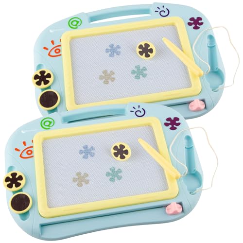 Playtastic 2er-Set Kinder-Magnet-Maltafel mit Magnetstift und 2 Stempeln, blau von Playtastic