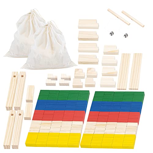 Playtastic Holzsteine Spiel: 2er-Set 263-teilige Domino-Sets mit Holzsteinen & Action-Elementen (Domino Spiel Kinder, Dominosteine Spielzeug Holz, Geduldspiele) von Playtastic