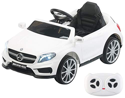 Playtastic Kinder Elektroauto: Kinderauto Mercedes-Benz GLA 45, bis 7 km/h, Fernsteuerung, MP3, weiß (Elektro Auto Kinder, Elektrisches Auto Kinder, Ferngesteuertes Spielzeug) von Playtastic