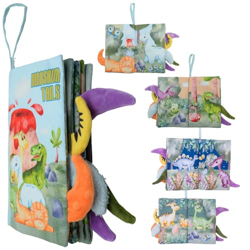 Playtastic Gehirnspielzeuge: 3D-Stoffbuch Dinosaurier für Babys (0 bis 6 Monate), mit 8 Seiten (Babyspielbuch, Spielbücher) von Playtastic