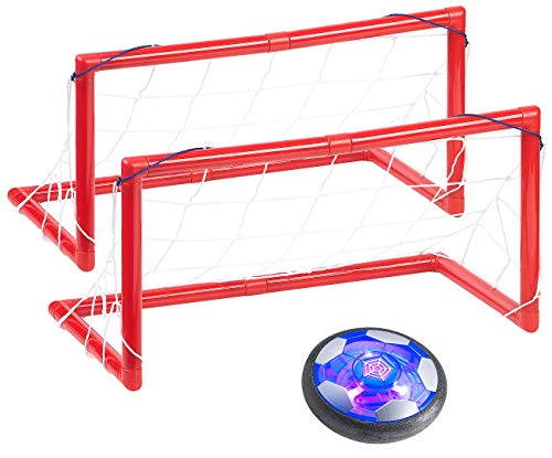 Playtastic Hover Fussball: Akku Luftkissen-Indoor-Fußball, Farb-LEDs, Möbelschutz, 2 Tore (Air Fußball, Hooverball, Weihnachts Kinder) von Playtastic