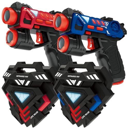 Playtastic Laser-Pistole Set: Lasertag-Set: 2 Pistolen, 2 Infrarot-Empfänger, Licht- & Ton-Effekte (Laserpistole, Schießspiel-Spielzeugausrüstung) von Playtastic