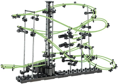 Playtastic Bausatz: Professionelle Kugel-Achterbahn, 502-teilig, nachleuchtend (kreative Kugelbahn, Profi Kugel-Achterbahn-Bausatz, Kinder Geschenkideen) von Playtastic