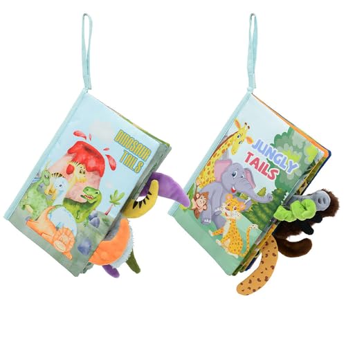 Playtastic Baby-Stoffbücher: 2er Set 3D-Stoffbuch Dinosaurier & Dschungelfür Babys(0 bis 6 Monate) (Tastspielzeuge, Spielbücher) von Playtastic