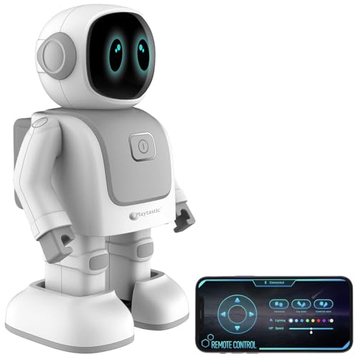 Playtastic Mini Roboter: App-programmierbarer Roboter, 130 Bewegungen, Bluetooth, Lautsprecher (Tanzender, Spielzeugroboter, Roboterhund) von Playtastic