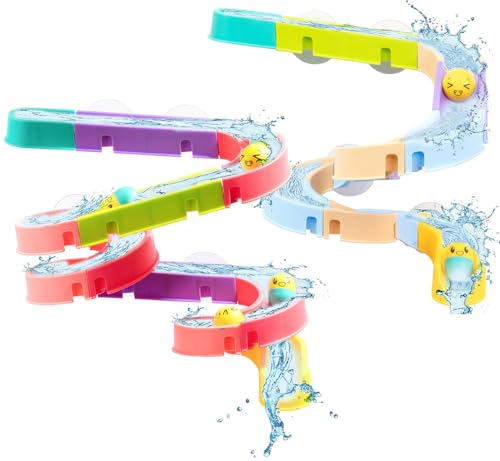 Playtastic Kinder Spielzeug Mädchen: 50-teiliges Badewannen-Kugelbahn-Spielset, für Kinder ab 3 Jahren (Wasserspielzeuge Badewanne, Kleinkindspielzeug) von Playtastic