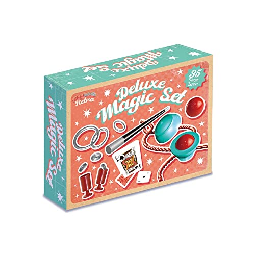 Playwrite Retro Kids Magic Set | 35 Stück Zaubertricks Mystery Box inklusive Zauberstab von Playwrite