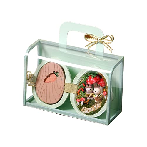 Plcnn Dollhousse Miniatur DIY Haus Kit Walnuss Muschel Hase Gebäude Kabine Handmade Home Craft Modell Mini Kit für Kinder Liebhaber Freund von Plcnn