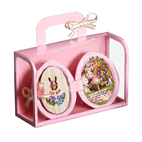 Plcnn Dollhousse Miniatur DIY Haus Kit Walnuss Muschel Hase Gebäude Kabine Handmade Home Craft Modell Mini Kit für Kinder Liebhaber Freund von Plcnn