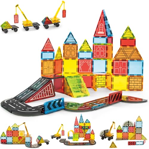 Pleafind Magnetische Bausteine und Kacheln für die Burgkonstruktion 88PCS, Magnetic Construction Toys Set für Kinder, STEM Bildendes magnetisches Spielzeug, Geschenk für Jungen Mädchen, Alter 3 4 5+ von Pleafind