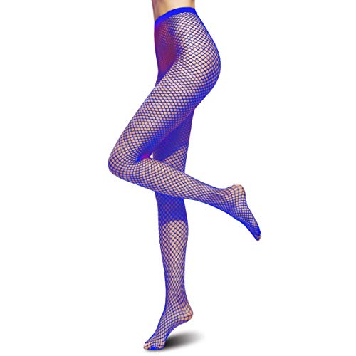 Plitsch Platsch Damen Netzstrumpfhose One Size Strumpfhose Halloween Fasching Karneval Freizeit Party Kostüm (Blau, kleine Masche/Netz) von Plitsch Platsch