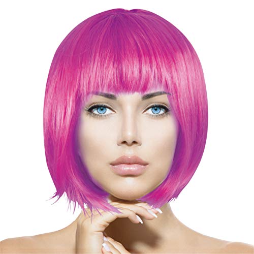 Plitsch Platsch Perücke Bob Pagenkopf Cabaret Wig Kurzhaar Charleston Perücken Fasching Karneval Halloween Motto Party - 24 Farben Varianten für Erwachsene, One Size (dunkel lila) von Plitsch Platsch